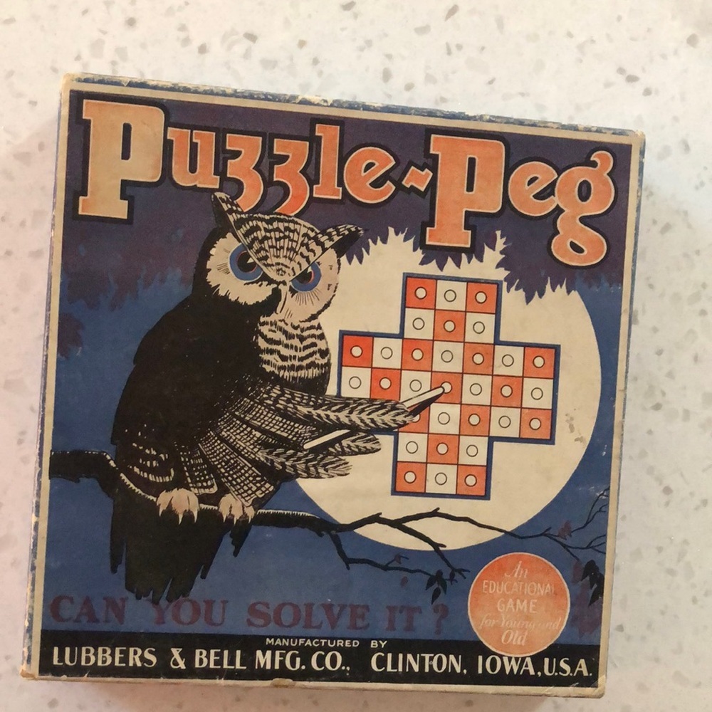 Vintage Lubbers & Bell Co. 1929 Puzzle Peg Game Iowa USA - great conditi…
